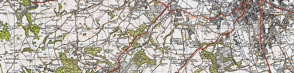 Old map of Winlaton Mill in 1947