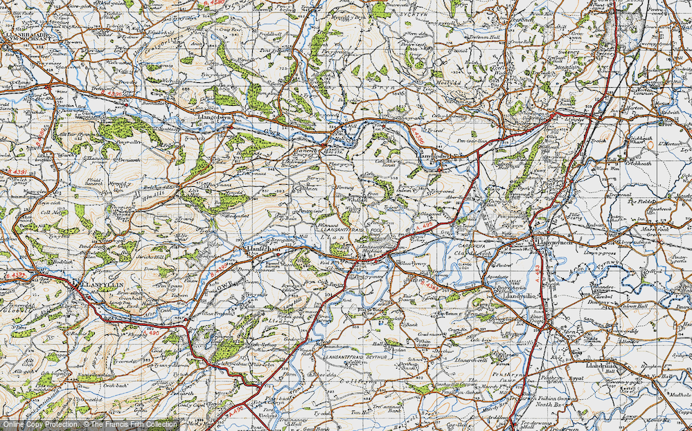 Old Map of Historic Map covering Winllan Hill in 1947