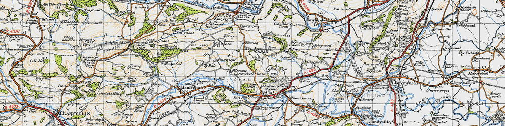 Old map of Winllan in 1947