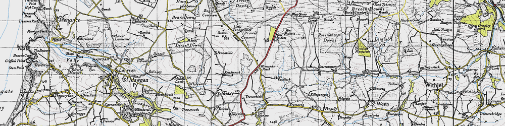Old map of Winnard's Perch in 1946