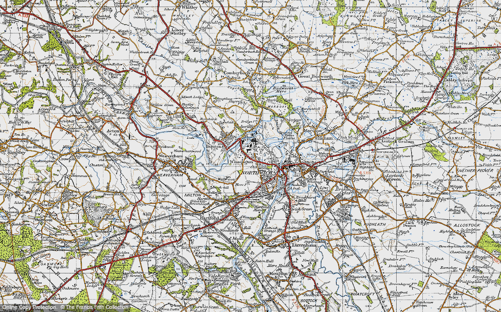 Old Map of Historic Map covering Barnton Cut in 1947