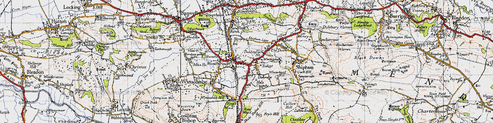 Old map of Winscombe in 1946