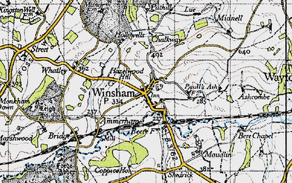Old map of Winsham in 1945