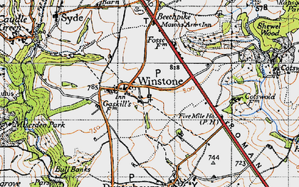 Old map of Winstone in 1946
