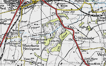 Old map of Winterborne Came in 1945