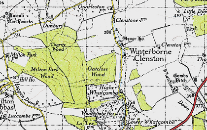 Old map of Whatcombe Wood in 1945