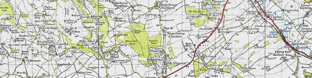 Old map of Whatcombe Wood in 1945
