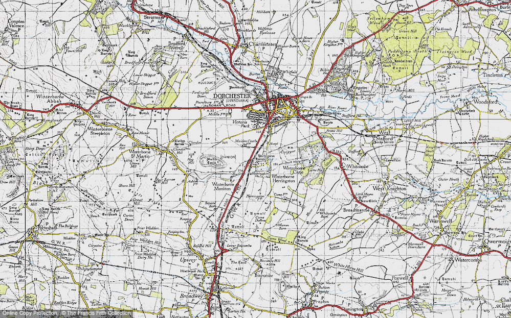 Old Map of Historic Map covering Herringston in 1945