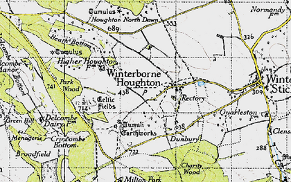 Old map of Winterborne Houghton in 1945