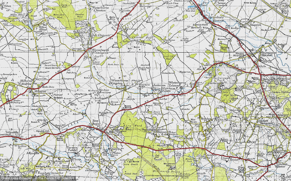 Old Map of Winterborne Muston, 1945 in 1945