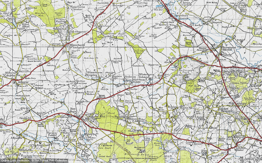 Old Map of Winterborne Tomson, 1945 in 1945