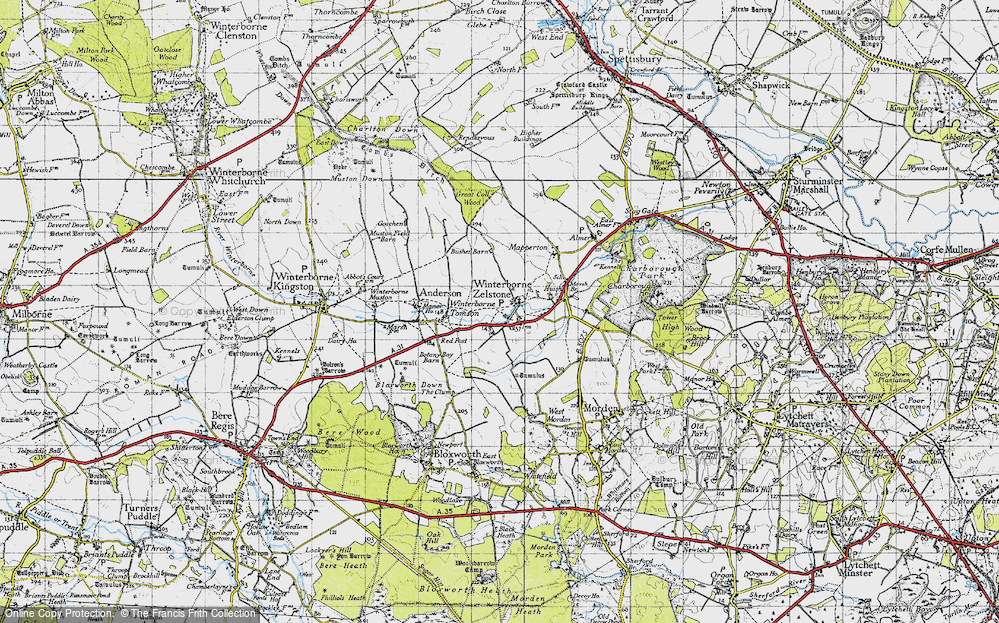 Old Map of Winterborne Zelston, 1940 in 1940