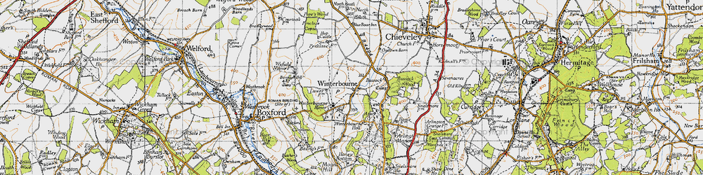 Old map of Winterbourne in 1945