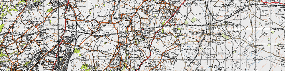 Old map of Winterbourne Down in 1946