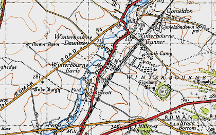 Old map of Winterbourne Earls in 1940