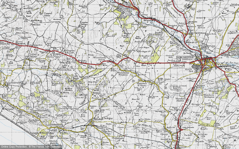 Old Map of Historic Map covering Bronkham Hill in 1945