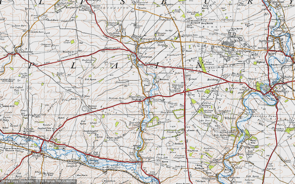 Old Map of Historic Map covering Winterbourne Stoke Group in 1940