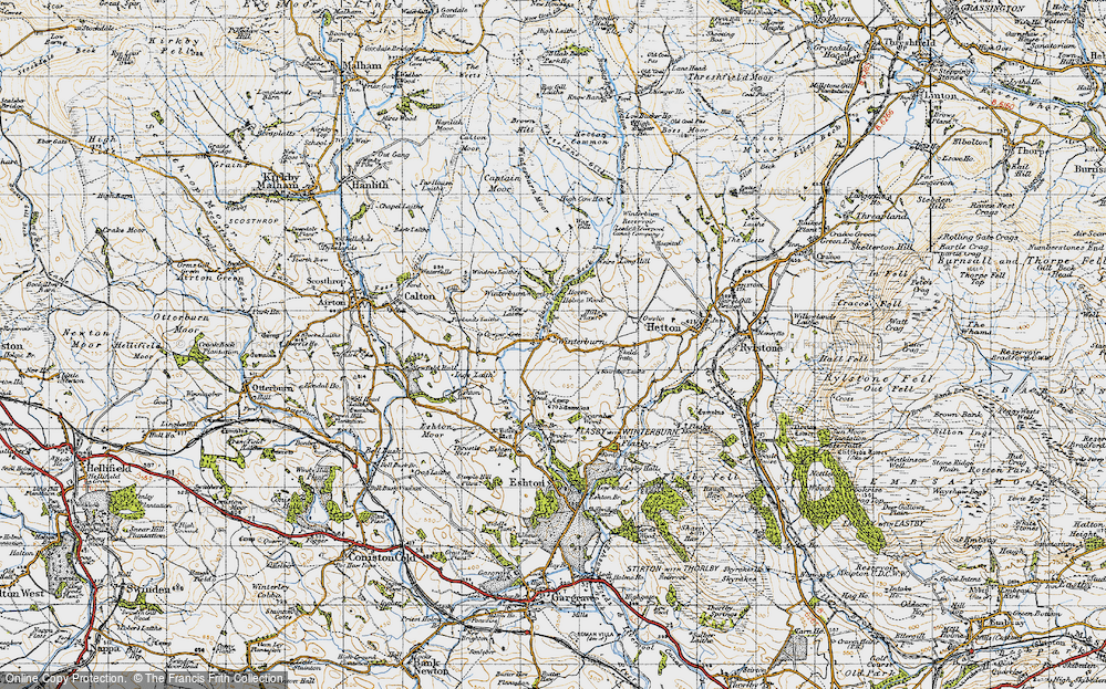 Old Map of Historic Map covering Yorkshire Dales Cycle Way in 1947