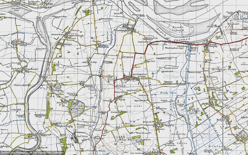 Old Map of Historic Map covering Winterton Ings in 1947