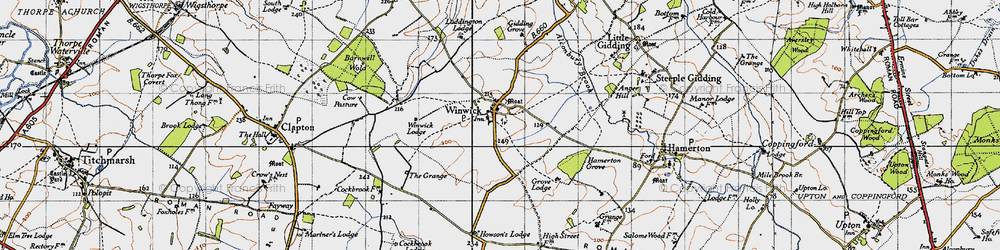 Old map of Winwick in 1946