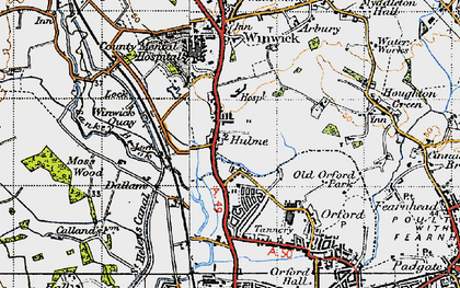 Old map of Winwick Quay in 1947
