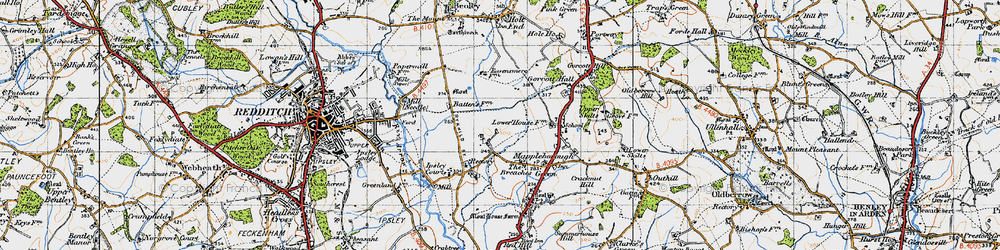 Old map of Winyates in 1947