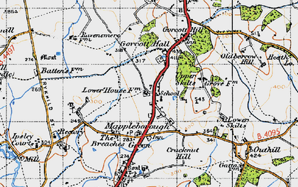 Old map of Winyates Green in 1947