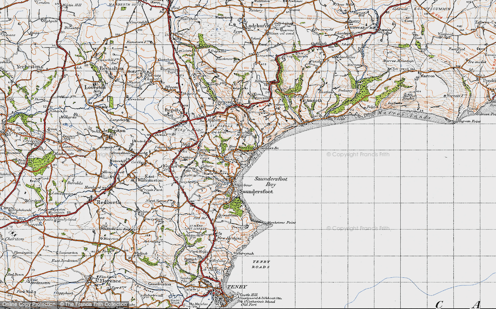 Historic Ordnance Survey Map of Wisemans Bridge, 1946