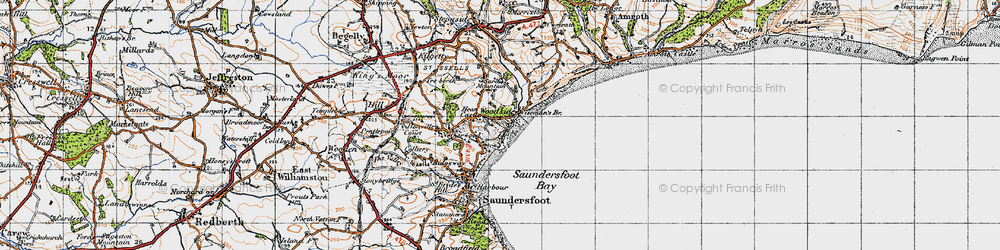 Old map of Wisemans Bridge in 1946