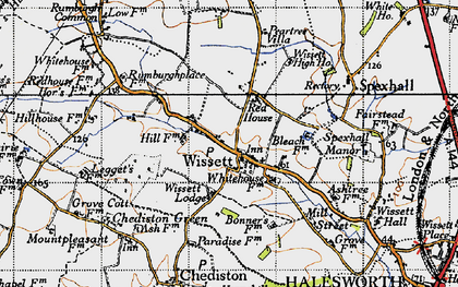 Old map of Wissett in 1946