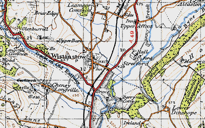 Old map of Wistanstow in 1947