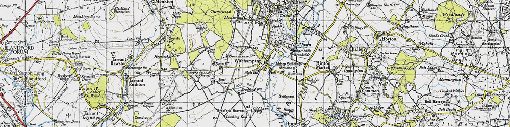 Old map of Witchampton in 1940