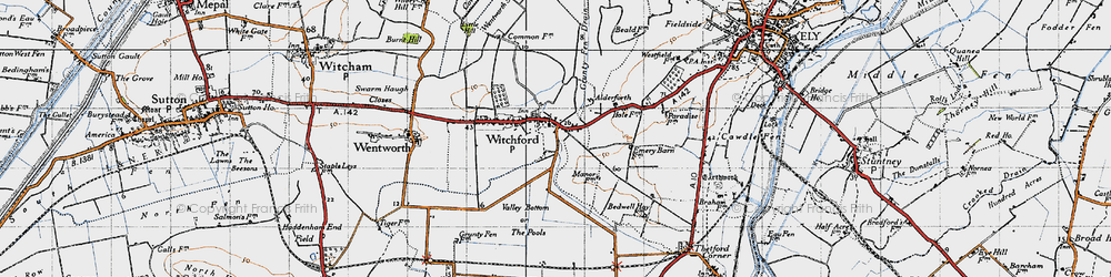 Old map of Witchford in 1946