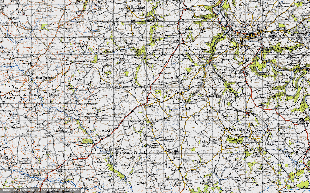 Old Map of Withacott, 1946 in 1946