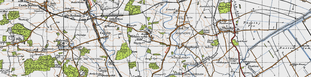 Old map of Witham on the Hill in 1946