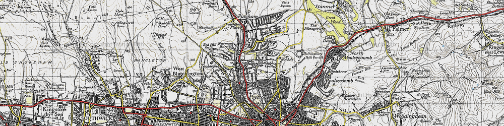 Old map of Withdean in 1940