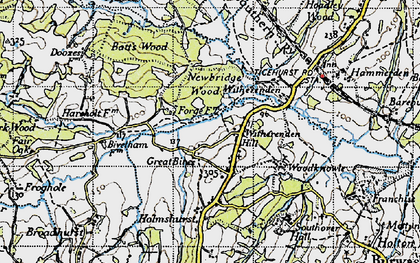Old map of Witherenden Hill in 1940