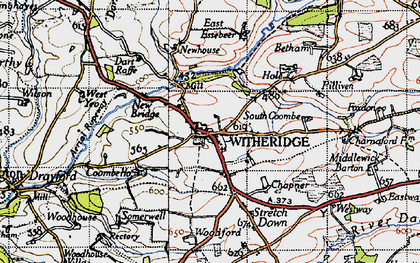 Old map of Witheridge in 1946