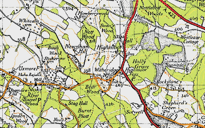 Old map of Witheridge Hill in 1947
