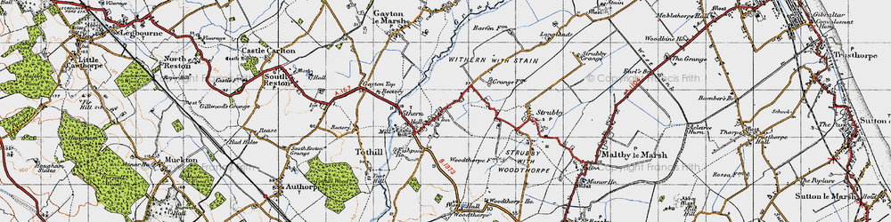 Old map of Withern in 1946