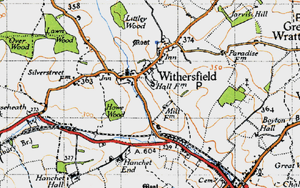 Old map of Withersfield in 1946
