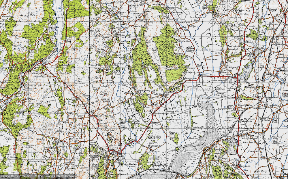 Old Map of Historic Map covering Bowes Lodge in 1947