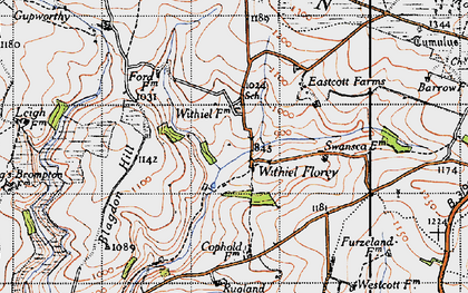 Old map of Yellands in 1946