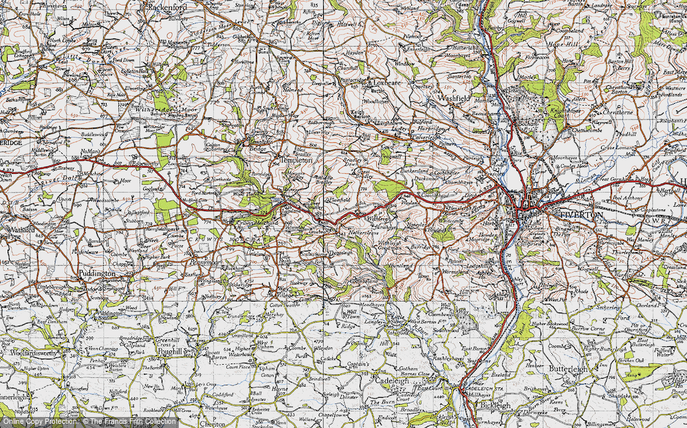 Old Map of Historic Map covering Withleigh Goodman in 1946