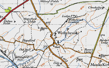 Old map of Withybrook in 1946