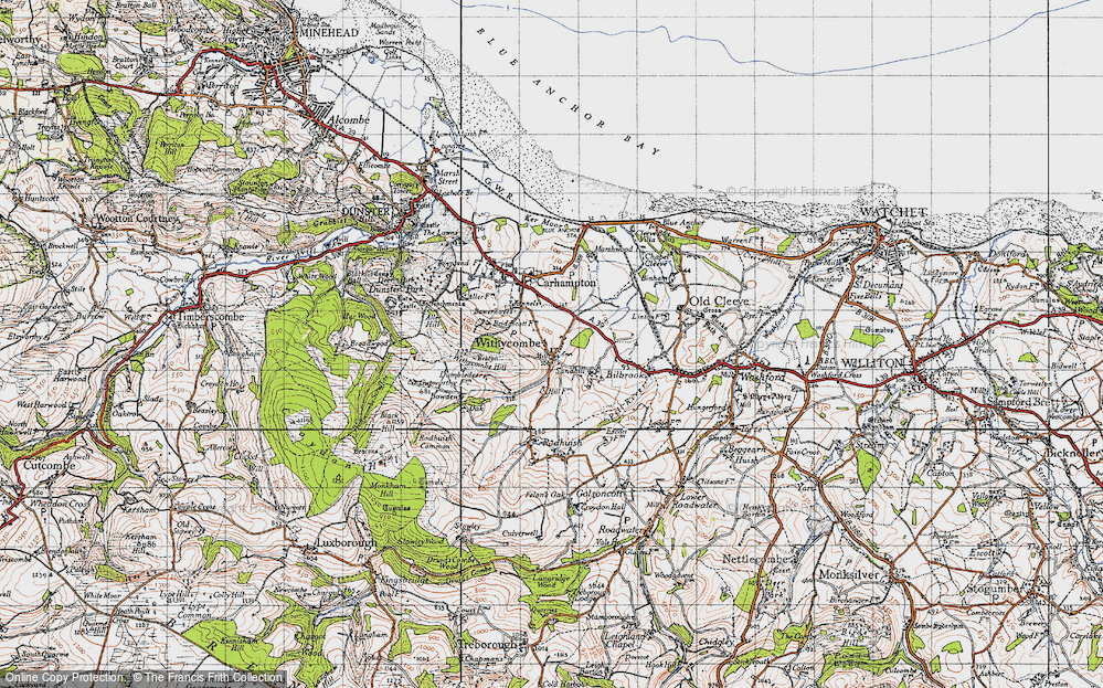 Old Map of Historic Map covering Withycombe Hill in 1946