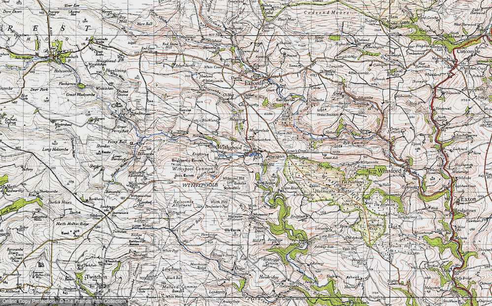 Old Map of Historic Map covering Brightworthy Barrows in 1946