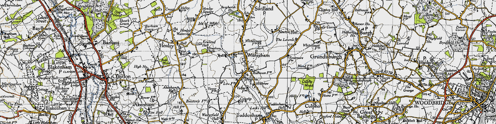 Old map of Witnesham in 1946