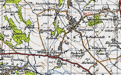Old map of Witton Gilbert in 1947