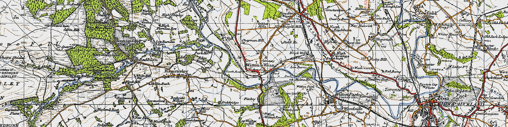 Old map of Witton-le-Wear in 1947
